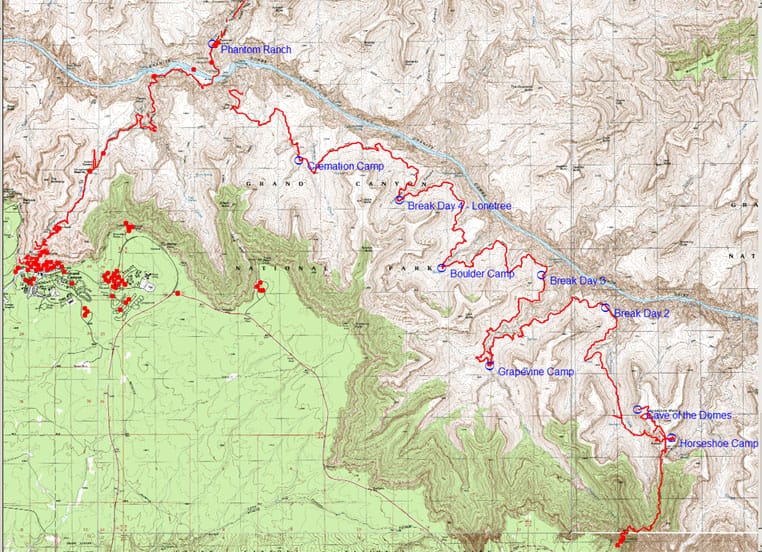 Grand Canyon 2007 - Trip Route Map